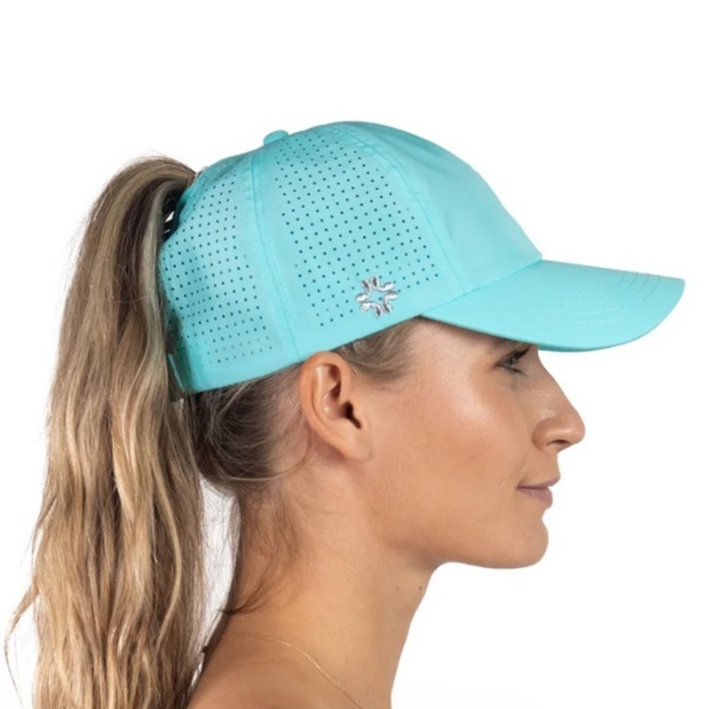 VimHue SUN GODDESS, SPLASH, UPF 50+ Blue Sun Hat ponytail friendly baseball hat